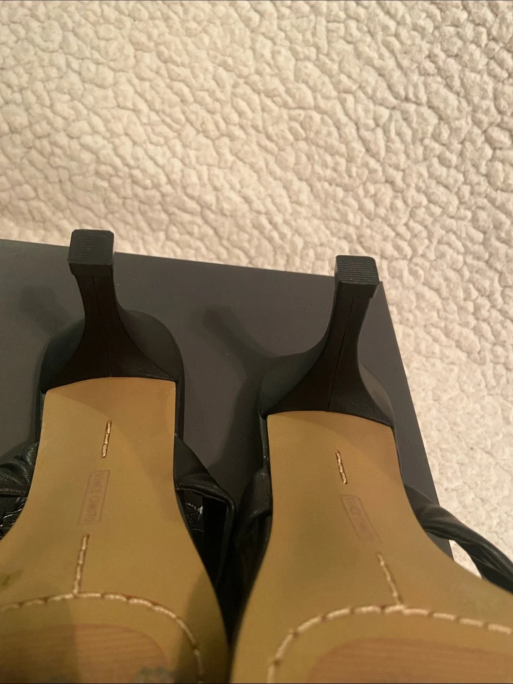 Vince Camuto Black Double-Strap Mid Heel Sandals